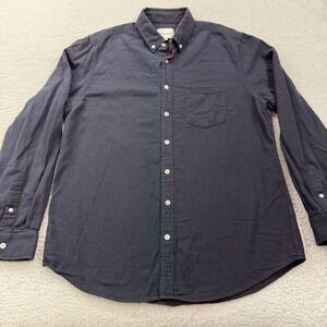 Steven Alan Mens Dark Blue Micro Dot Button Down Shirt Size Large Made in USA